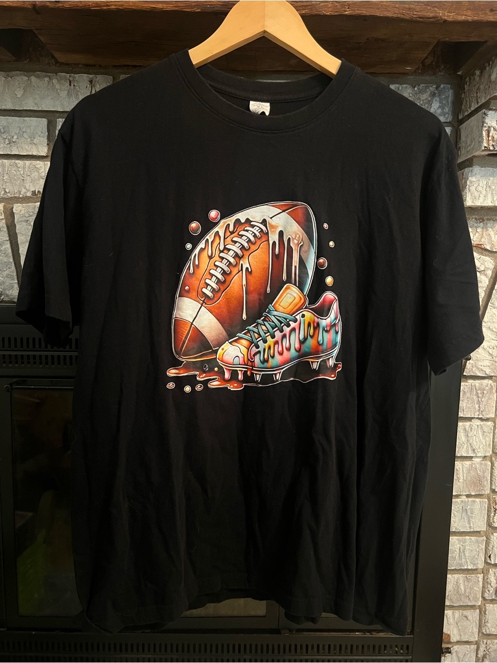 Black Graphic Football & Cleat Tee - Multicolor Design